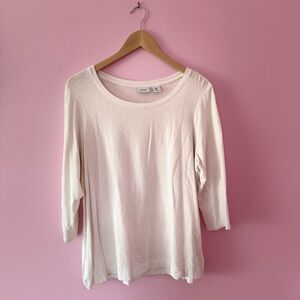White Relaxed ¾-Length Sleeve Tee
